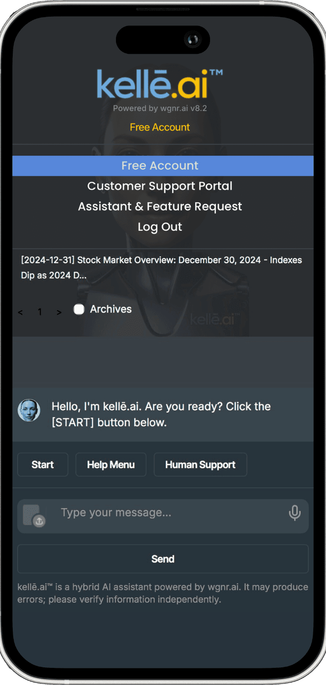 Kellē.ai homepage on mobile screen interface.